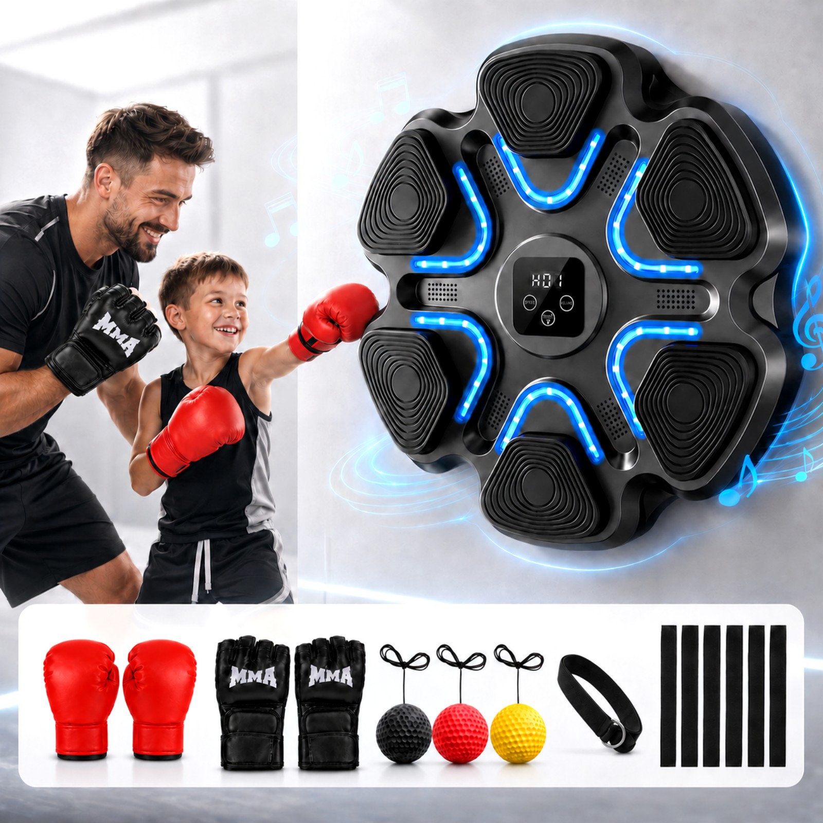 Workout Glove Gym - Music Boxing Machine Kids Adults with