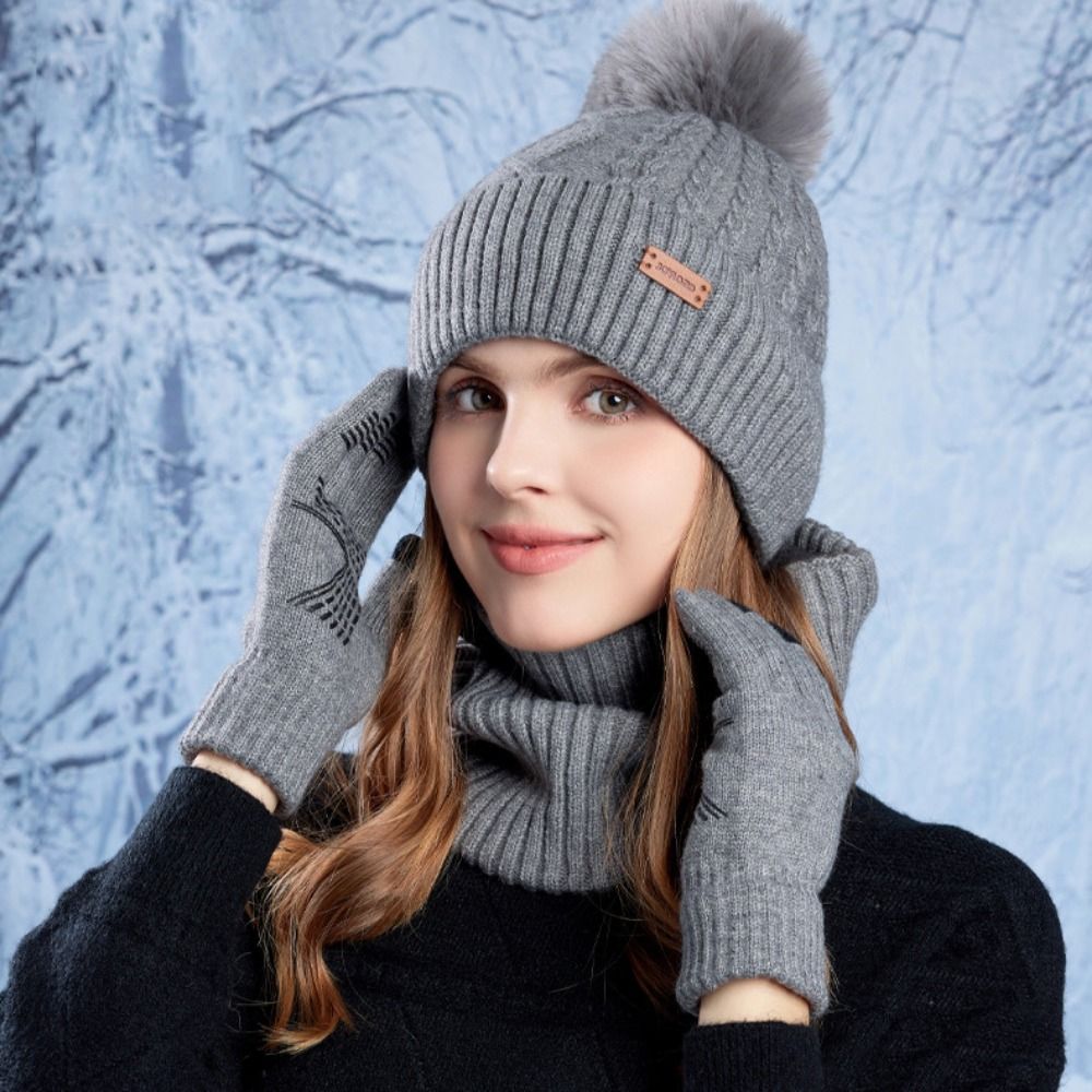 3pcs Hiking Solid Color Hat Sc - Wool Glove Lined incelemesi ve fiyatı