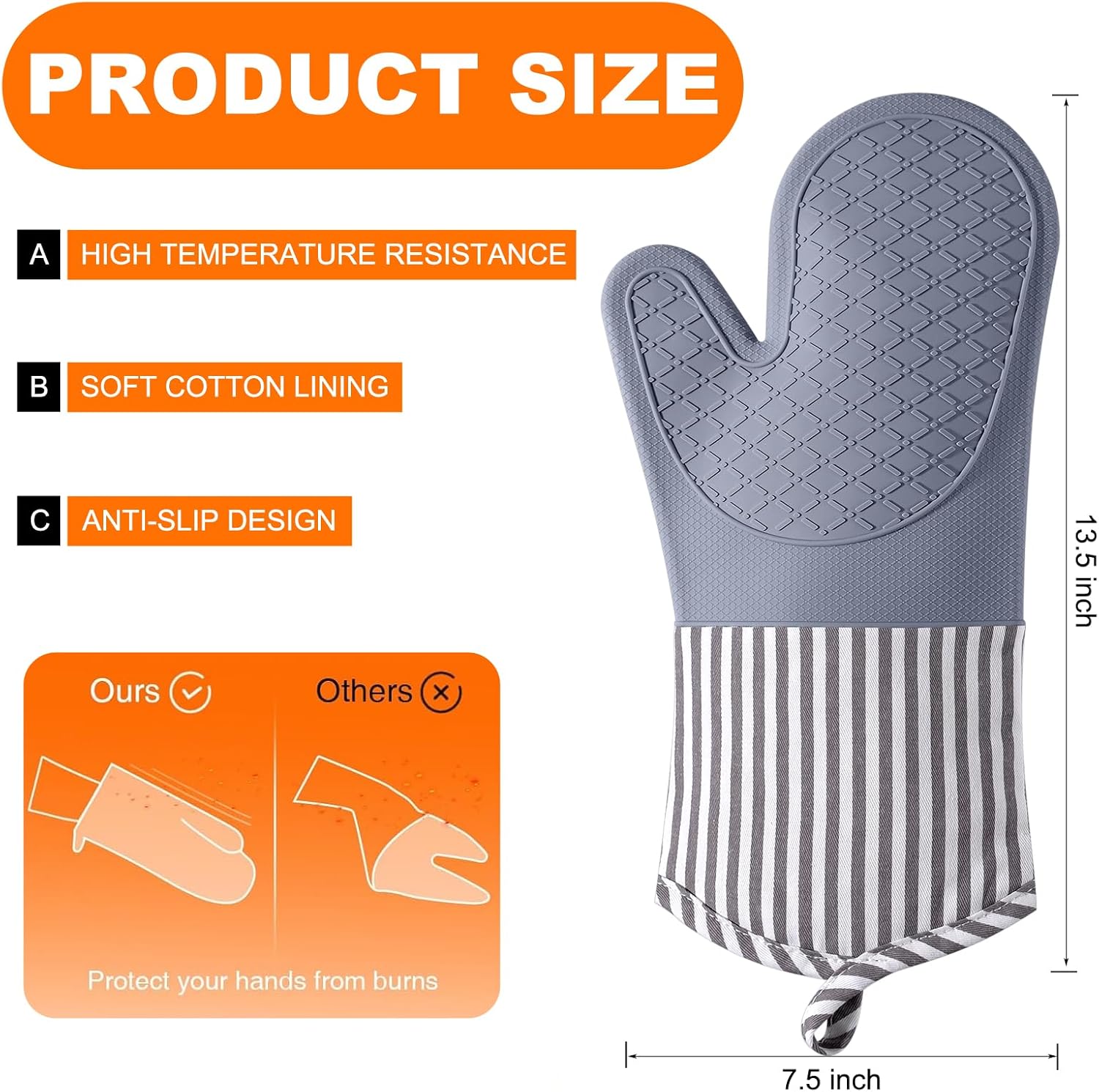 Silicone Oven Mitts, 500°F Hea - Heat Resistant Glove incelemesi ve fiyatı