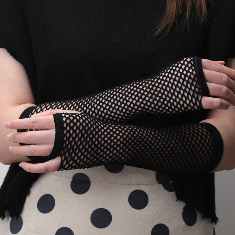 New black Fishnet Fingerless L - Fingerless Glove Knit incelemesi ve fiyatı