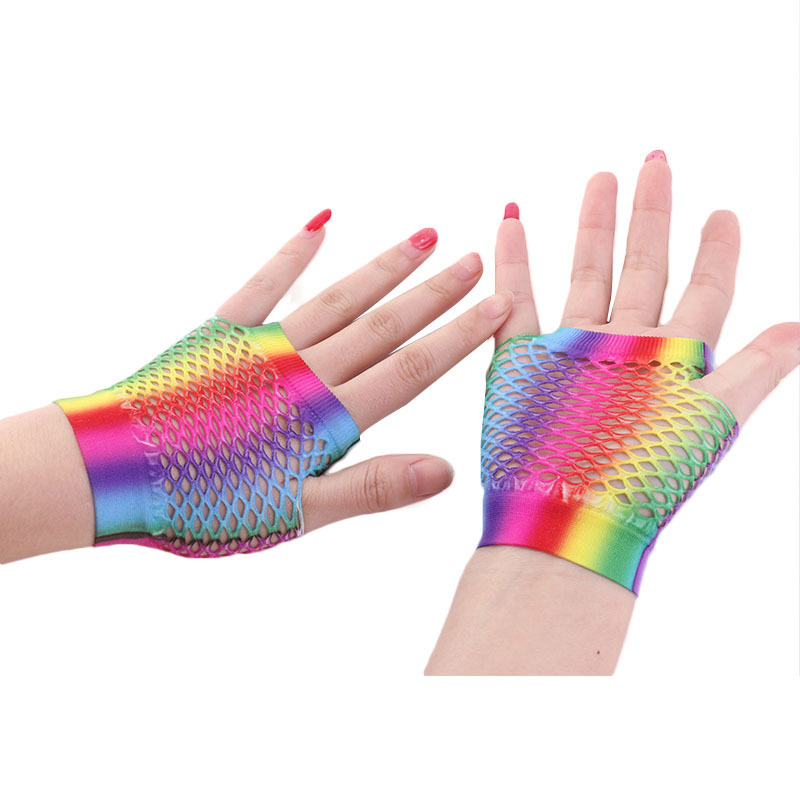 Ladies Sexy Rainbow Color Shor - Fingerless Glove Knit incelemesi ve fiyatı