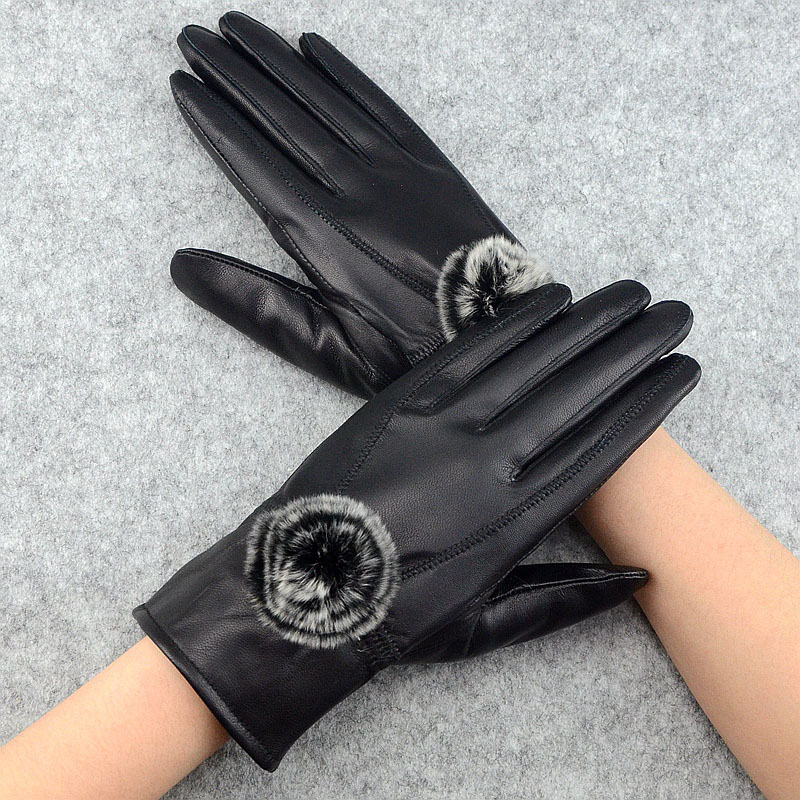 Women Winter Genuine Leather G - Wool Glove Lined incelemesi ve fiyatı