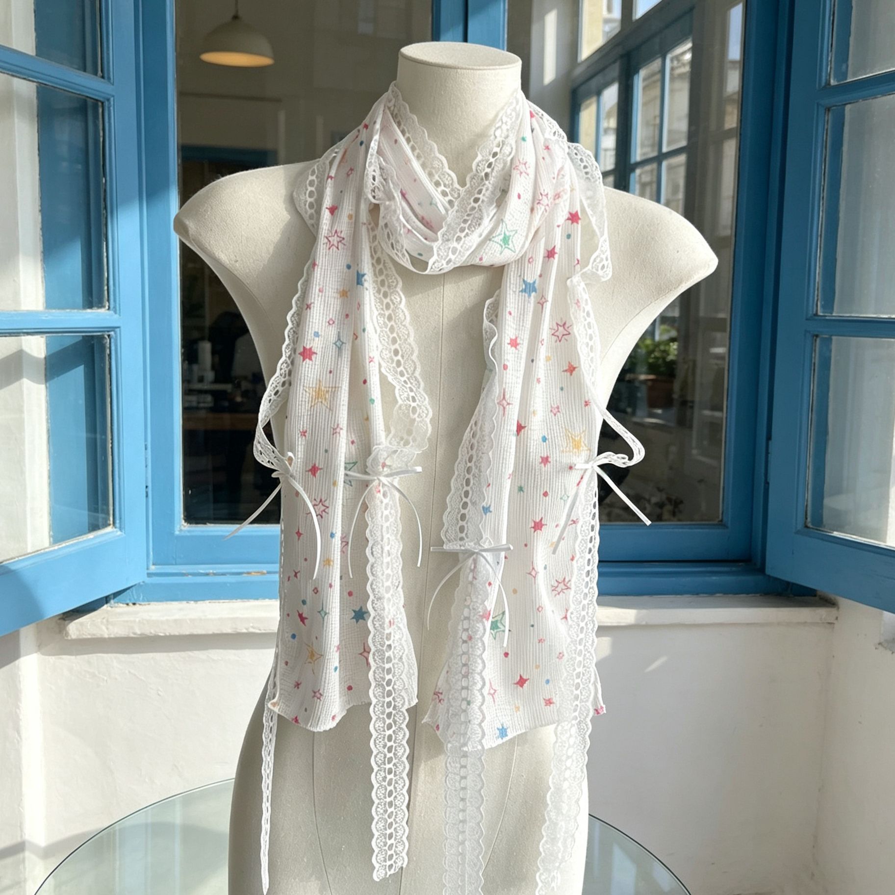 Kawaii Star Print Lace Arm Sle - Fingerless Glove Knit incelemesi ve fiyatı