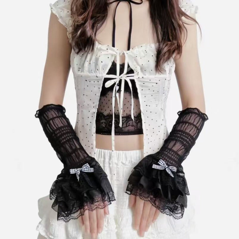 1 Pair Thin Lace Lace Arm Slee - Fingerless Glove Knit incelemesi ve fiyatı