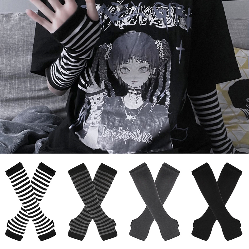 Women Long Sleeve Gothic Strip - Fingerless Glove Knit incelemesi ve fiyatı