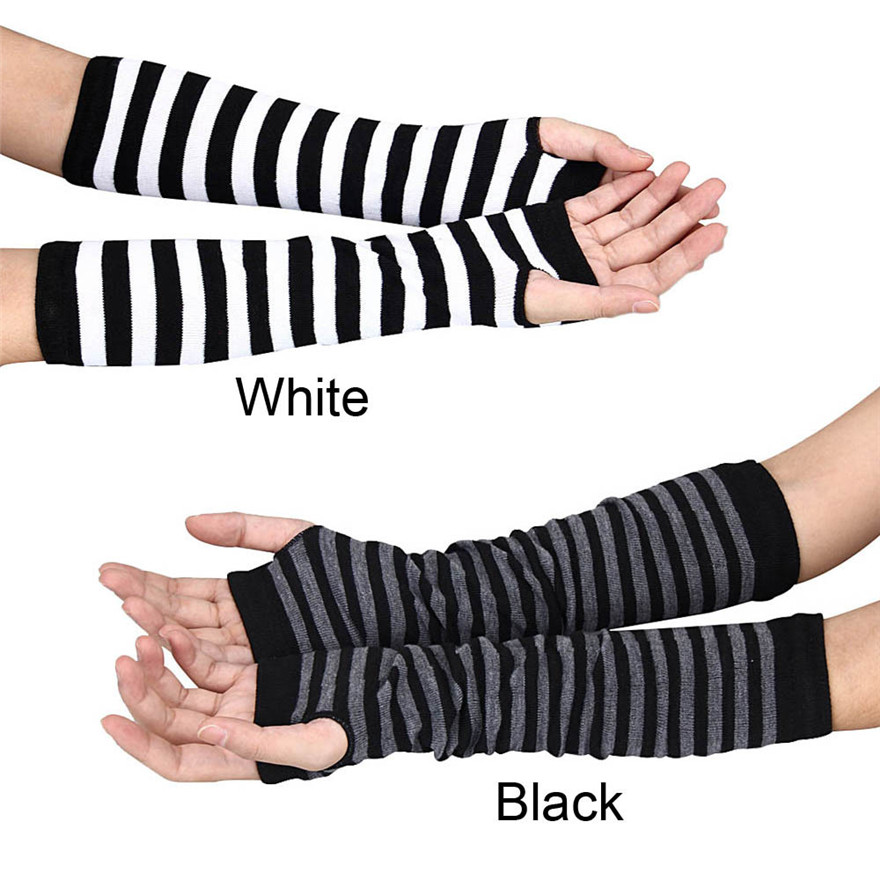 Women Long Sleeve Gothic Strip - Fingerless Glove Knit incelemesi ve fiyatı